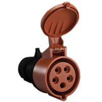 Pin and Sleeve Connector Devices 888-331-NS IEC 60309 Cable Mount Connector, IP44 Rated, 30A 200-415V, 32A 220/380-240/415V, 6H, IEC 309 International Pin and Sleeve Devices 